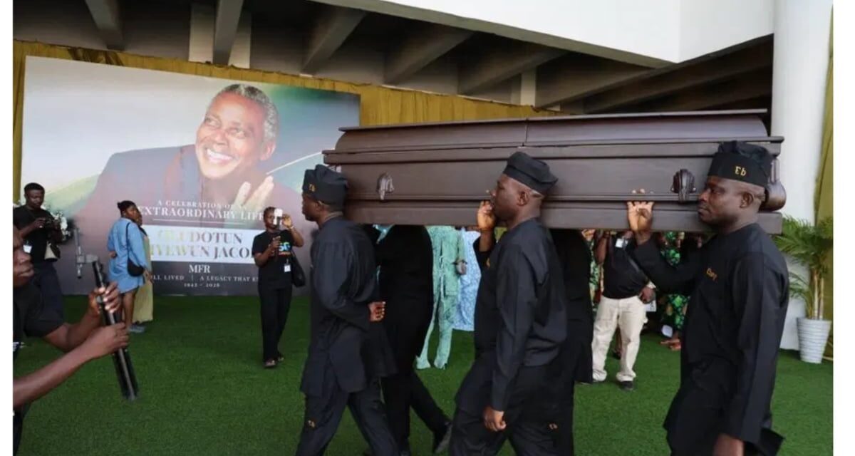 Legendary Nigerian actor, Olu Jacobs buried in Lagos [VIDEO]