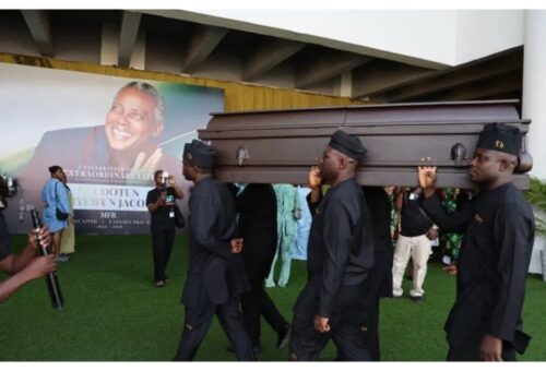 Legendary Nigerian actor, Olu Jacobs buried in Lagos [VIDEO]
